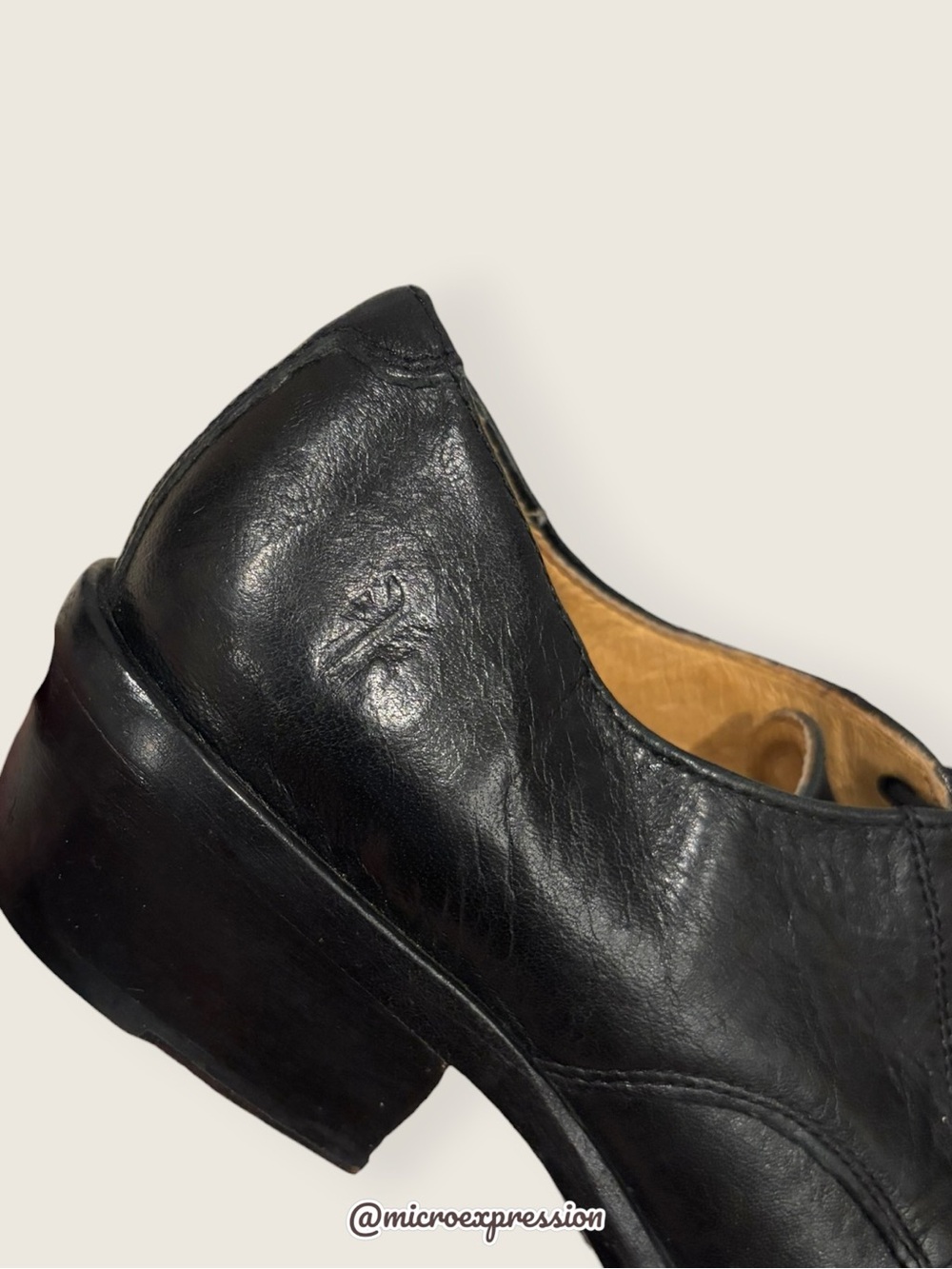 $349 Frye Carson Oxford Vintage Black Genuine Leather Lace Up Heeled Ankle Boot - Picture 12 of 15